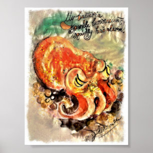 Poster d'une brosse et d'une peinture à l'encre d'