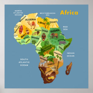Poster d'une carte de l'Afrique