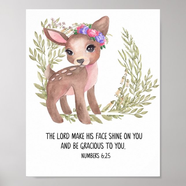Poster d'une crèche de cerfs mignon, Bible Verse (Devant)