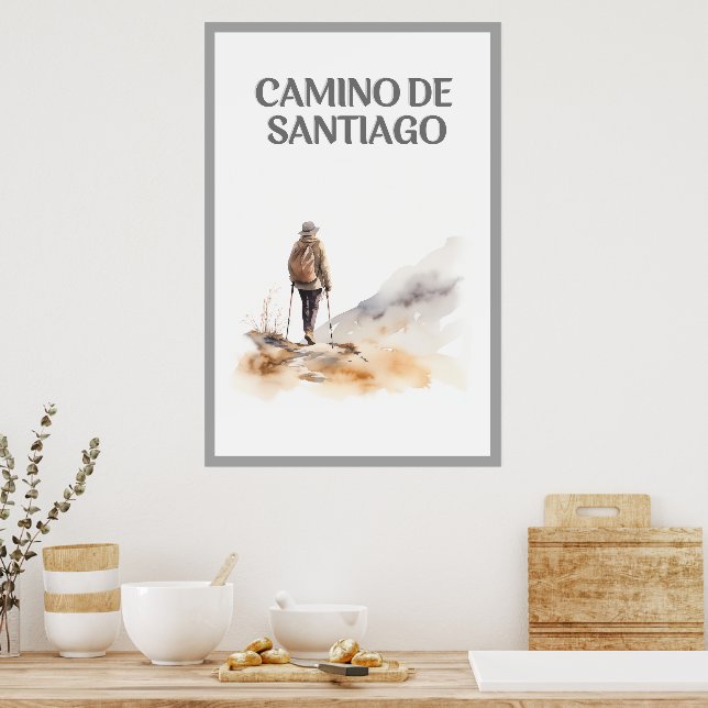 Poster d'une femme Randonnée au Camino de Santiago (Cuisine)
