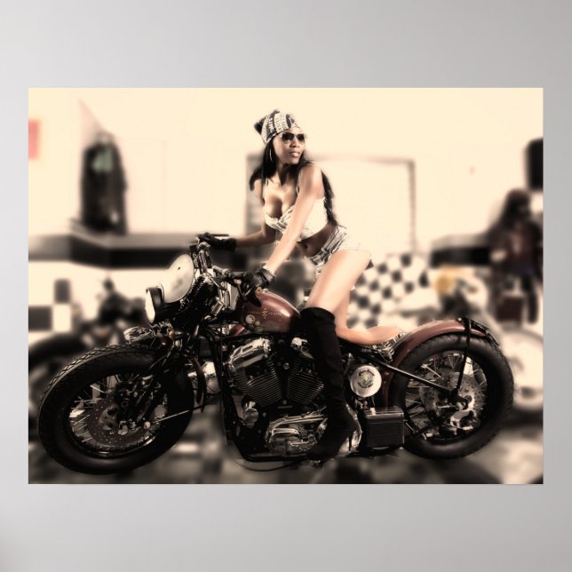 Poster D'Une Femme Sur Une Moto (Devant)
