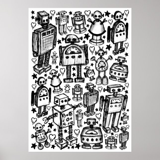 Poster d'une foule de robots (Devant)