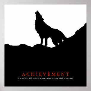 Poster d'une réussite motivationnelle en noir et b