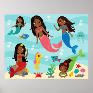 Poster d'une sirène africaine américaine