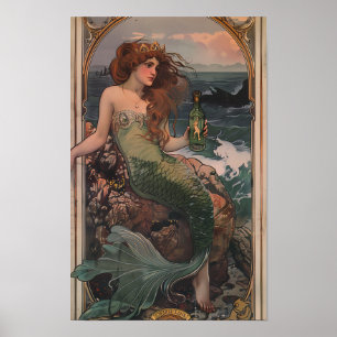 Poster d'une sirène avec bouteille d'encre - Imagi