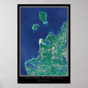 Poster Dunes de l'ours couché National Lakeshore Satellit