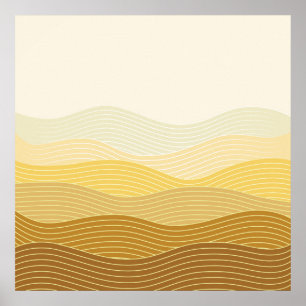 Poster Dunes d'or minimaliste Abstrait Boho Design