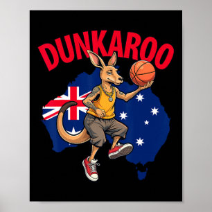 Poster Dunkaroo Kangourou Drôle Joueur de Sketll Australi