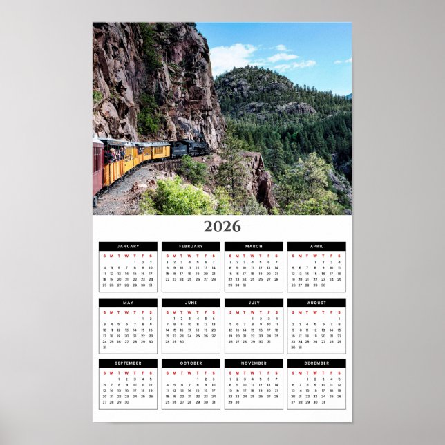 Poster Durango Colorado Mountain Train 2026 Calendar (Devant)