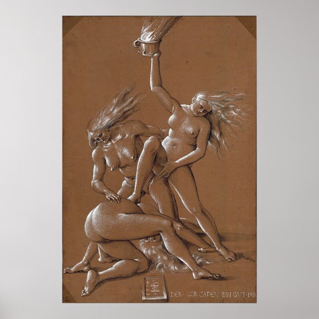 Poster Dürer - Salutation du Nouvel An avec trois sorcièr (Devant)