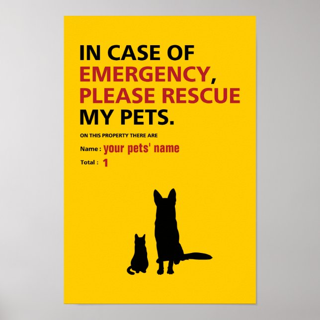 Poster d'urgence (chien et chat) (Devant)