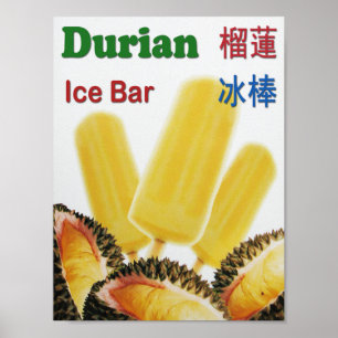 Poster Durian Ice Bar Tropical Fruit Popsicle