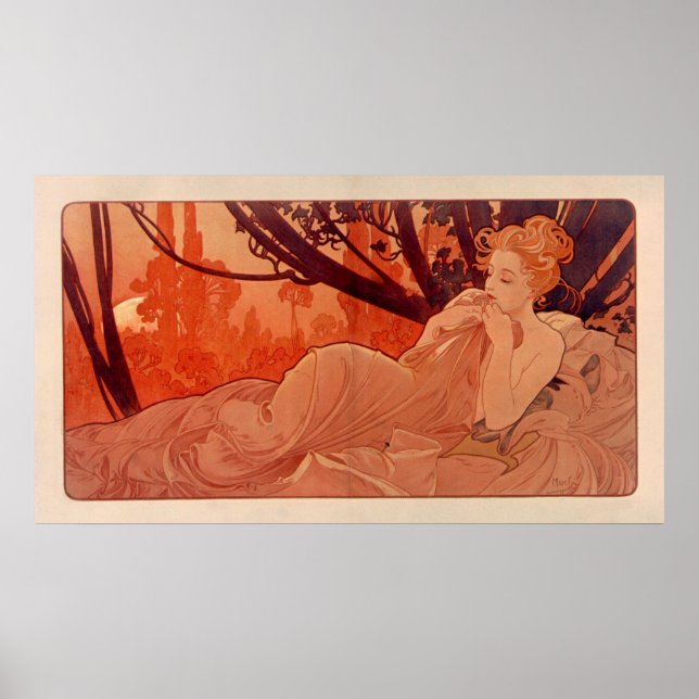 Poster DUSK par Alphonse Mucha - Crepuscule (Devant)