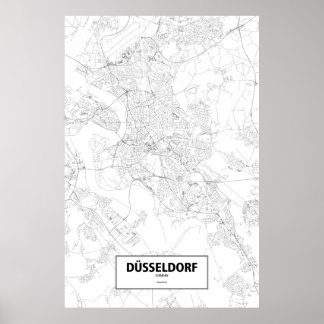 Poster Düsseldorf, Allemagne (noir sur blanc)