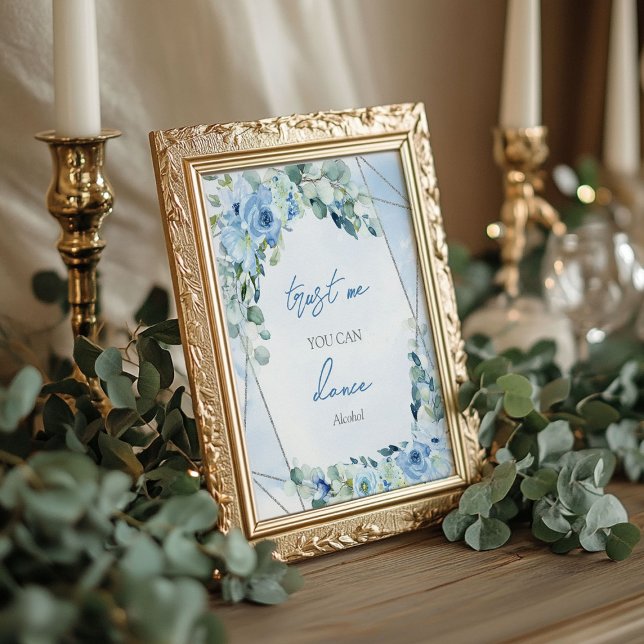Poster Dusty bleu floral argent Faites-moi confiance vous (Dusty blue floral silver Trust me you can dance Poster)