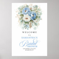 Dusty blue blanc pivoine floral or mariage
