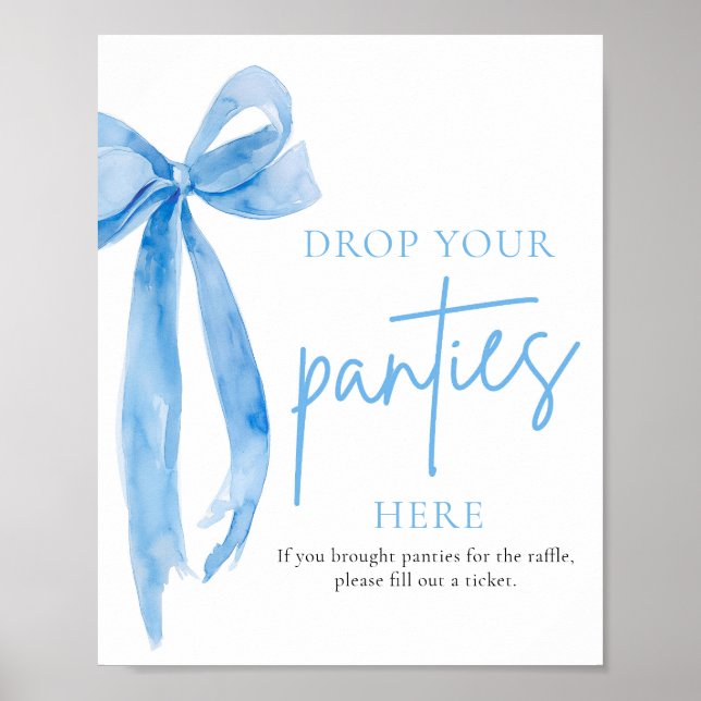Poster Dusty Blue Bow Déposez Vos Culottes Ici Jeu (Devant)