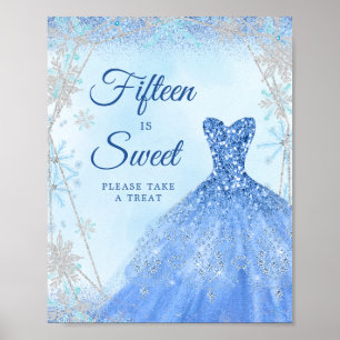 Poster Dusty Blue Christmas Flocon de neige Quinze est do