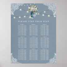 Dusty Blue Country Combiné Blanc Mariage dentelle