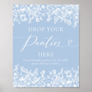 Poster Dusty Blue Floral Déposez Vos Culottes Ici Jeu