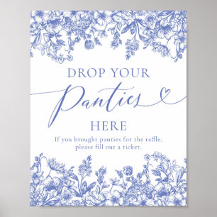 Poster Dusty Blue Floral Déposez Vos Culottes Ici Jeu