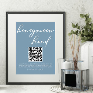 Poster Dusty Blue Mariage Honeymoon Fund Code QR