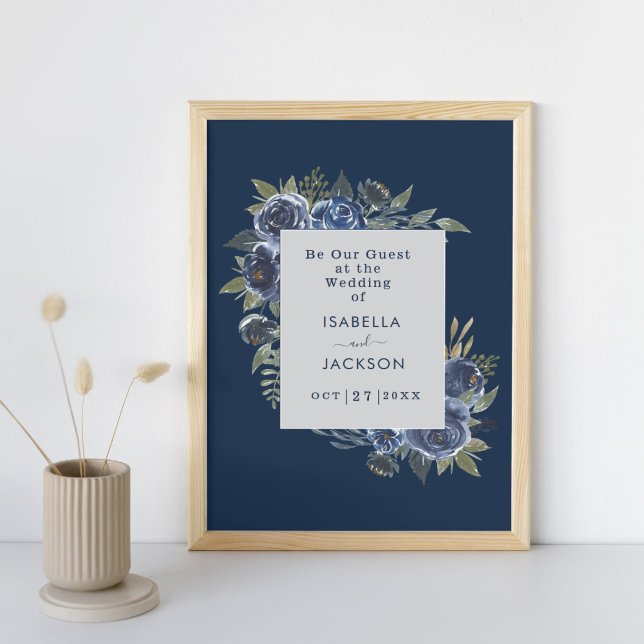 Poster Dusty Blue Navy Champagne Mariage d'ivoire (Dusty Blue Navy Champagne Ivory Wedding Supplies)