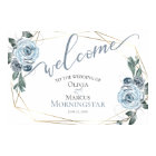 Dusty Blue Rustic Floral Calligraphie Bienvenue