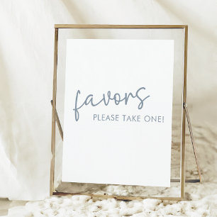 Poster Dusty Blue & White Minimalist Fête des mariées fav