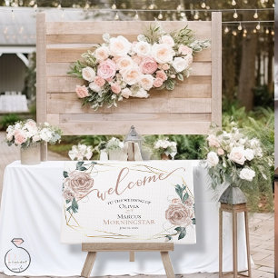 Poster Dusty Blush rose Rustique Calligraphie Florale Bie