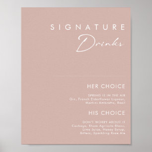 Poster Dusty Boho Panneau de Boissons Signature Rose