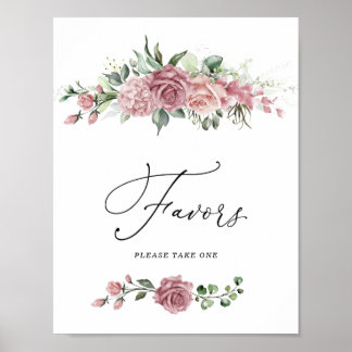 Poster Dusty Pink Floral Bridal Shower Favors Sign