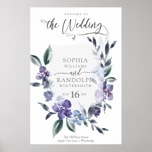 Poster Dusty Purple Floral Garden Invitation de mariage,