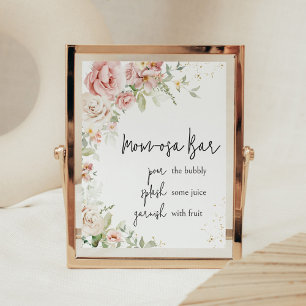 Poster Dusty rose Baby shower Floral Maman Osa Bar