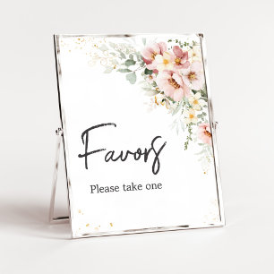 Poster Dusty rose Floral verdure Baby shower Favorisé