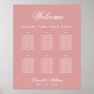 Poster Dusty Rose Mariage 6 Table Rose Seat Chart