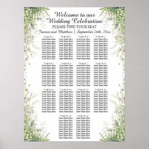 Poster Dusty Sage Green 14 Tables Siège Mariage