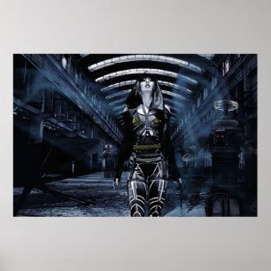 Poster DWR Futuristic Cyborg et Robots Rétro