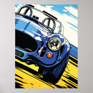 Poster Dynamic Blue Roadster Pop Art Dash