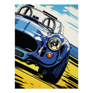 Poster Dynamic Blue Roadster Pop Art Dash
