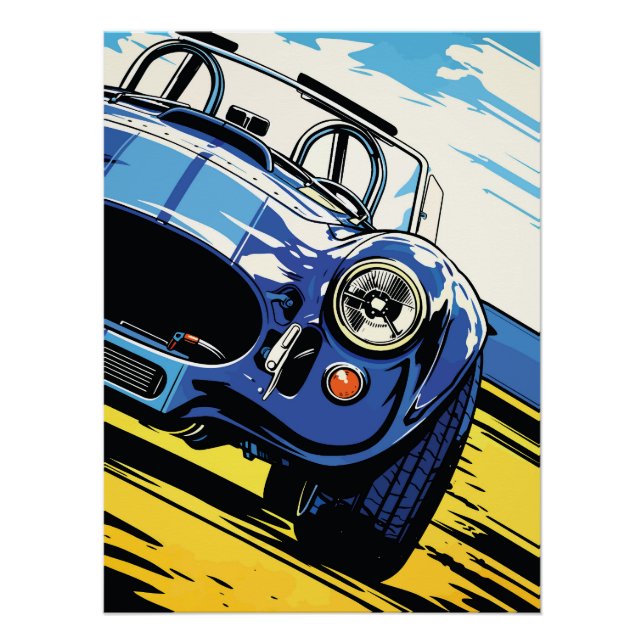 Poster Dynamic Blue Roadster Pop Art Dash (Devant)
