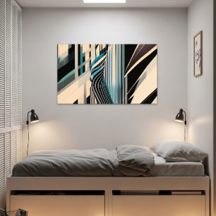 Poster Dynamiques Abstraites Bleu et Crème Modernes