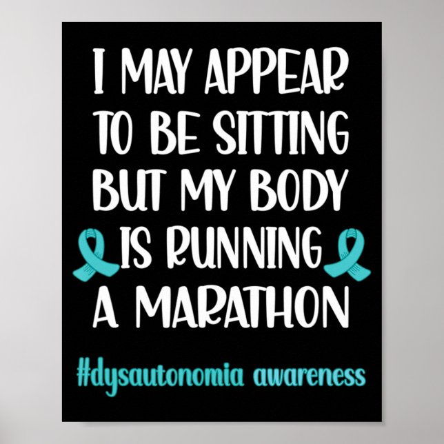 Poster Dysautonomia POTS Turquoise Ribbon Autonome Dysfu (Devant)