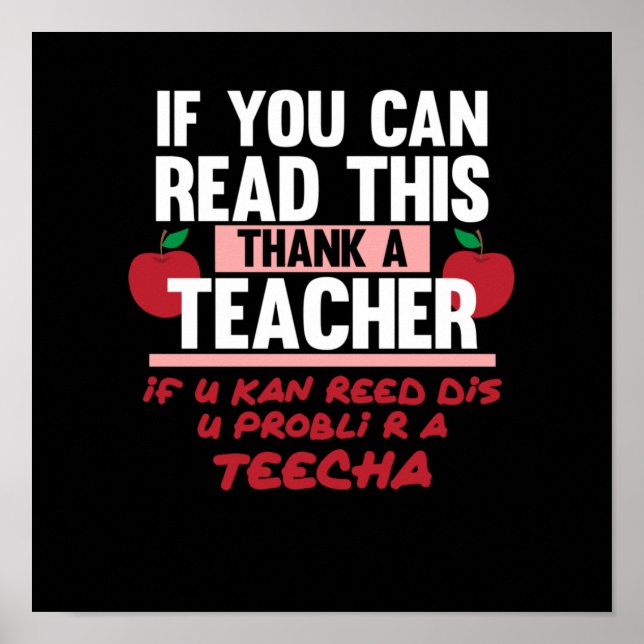 Poster Dyslexie Enseignant Thérapeute de sensibilisation  (Devant)