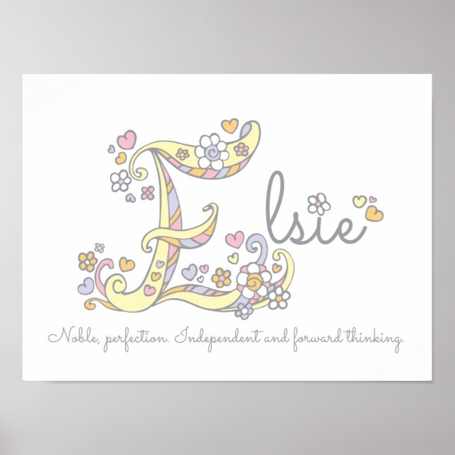 Poster E monogramme art Elsie Girls nom signifiant affich (Devant)
