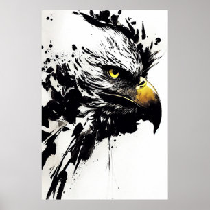 Poster Eagle Bald Wild Nature Free Spirit Art Brosse Pein