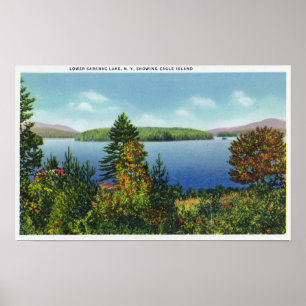 Poster Eagle Island et Lower Saranac Lake View