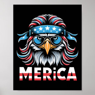 Poster Eagle Mullet Sungles Merica États-Unis Drapeau amé