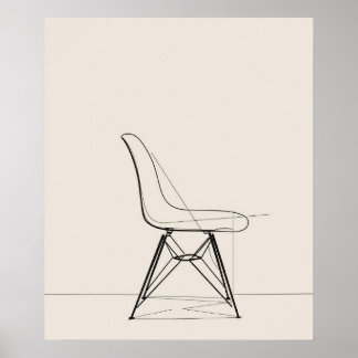 Poster Eames Mid siècle moderne minimaliste ligne noire a