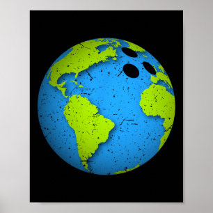 Poster Earth Bowling Ll. Jour des terres Faveurs. Da de l